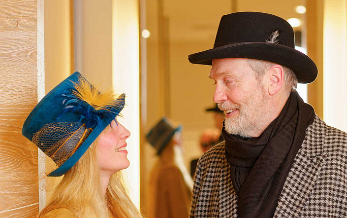 Herren Fedora Damen Zylinder mit Federn